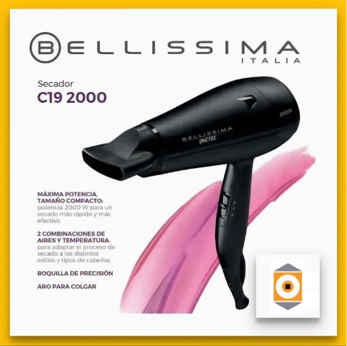 SECADOR DE PELO BELLISSIMA MODELO C19 2000W ART 11258