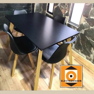 Combo: Mesa Estilo Nordico 120 x 80 cm + 4 Sillas Tulip Negras
