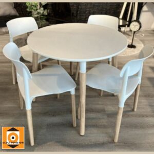 Combo: Mesa Estilo Nordico 90 cm + 4 Sillas Milan